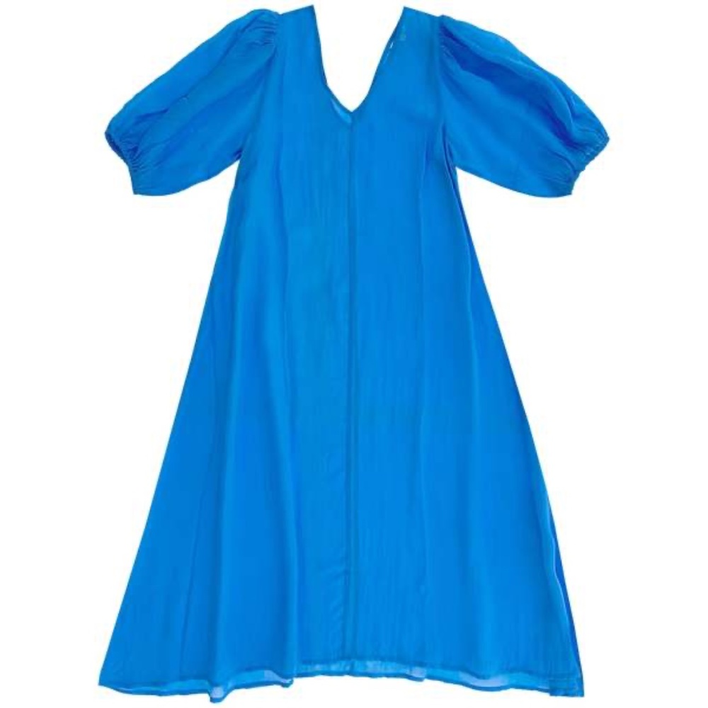Ali Golden Blue double v neck dress